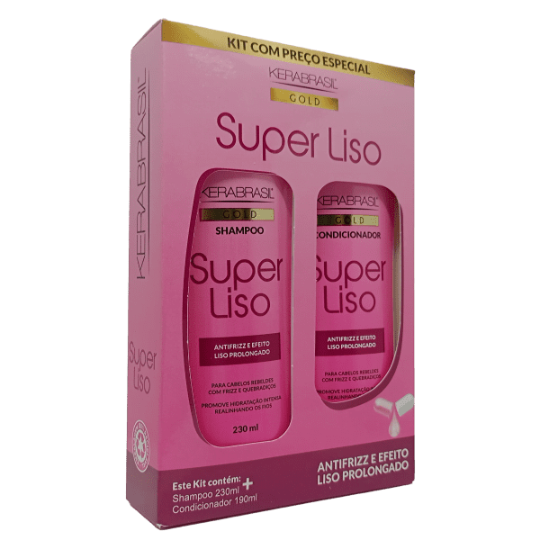 KIT SHAMPOO (230ML) E CONDICIONADOR (190ML) SUPER LISO EFEITO DESMAIA